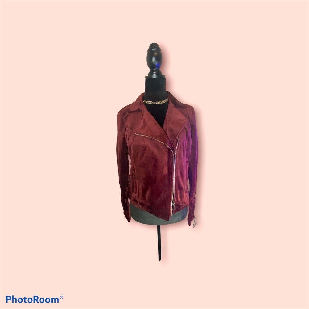 🌹Burgundy Velvet Blazer with Corset Style Sleeves